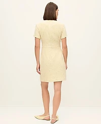 Ann Taylor Petite Tweed Button Shift Dress Speckled Yellow Multi Women's