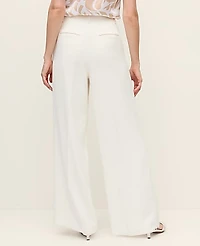 Ann Taylor The Pleated Wide-Leg Pant Textured Crepe Winter White Women's
