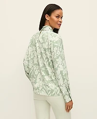 Ann Taylor Petite Floral Bow Blouse Aqua Foam Women's