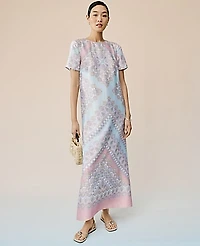 Ann Taylor Petite Satin Paisley Maxi Dress Size 10 Women's