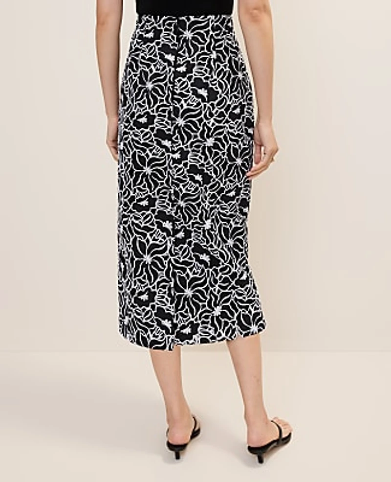 Ann Taylor Embroidered Column Midi Skirt Black Women's