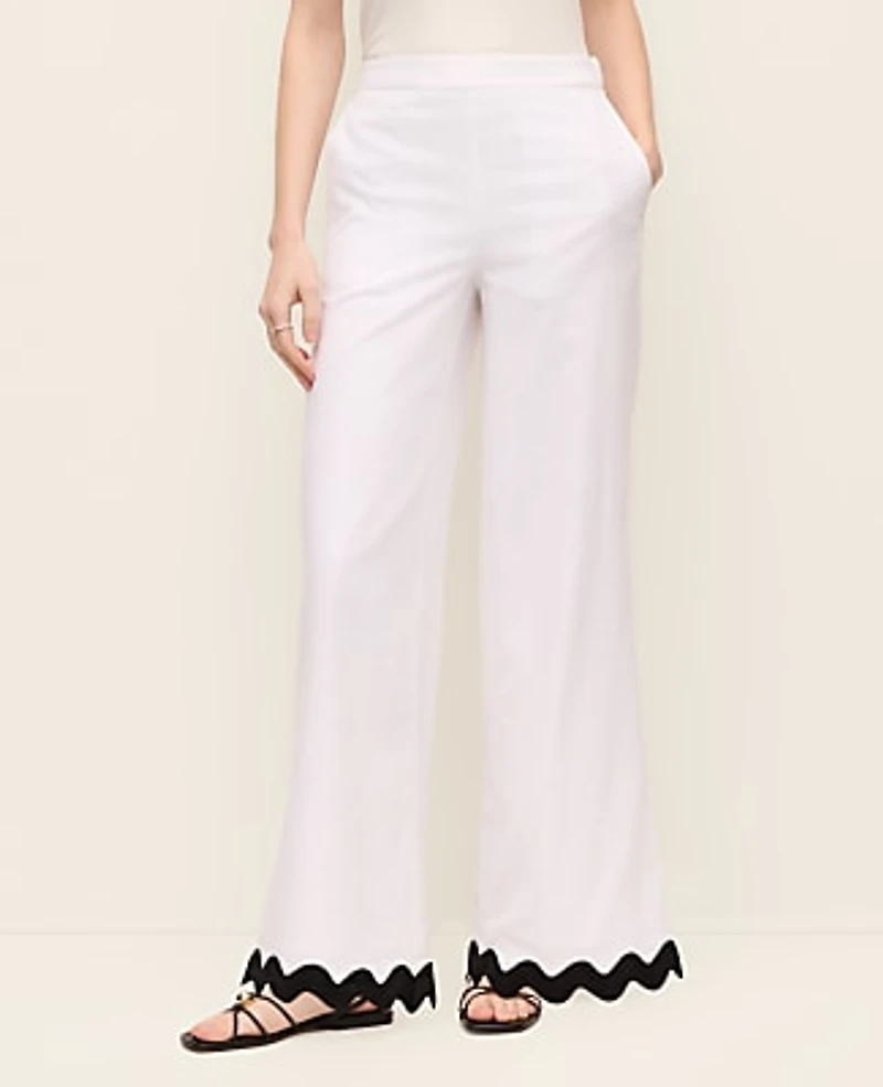 Ann Taylor The Petite Wide-Leg Pant in Linen Blend Size 2 White Women's