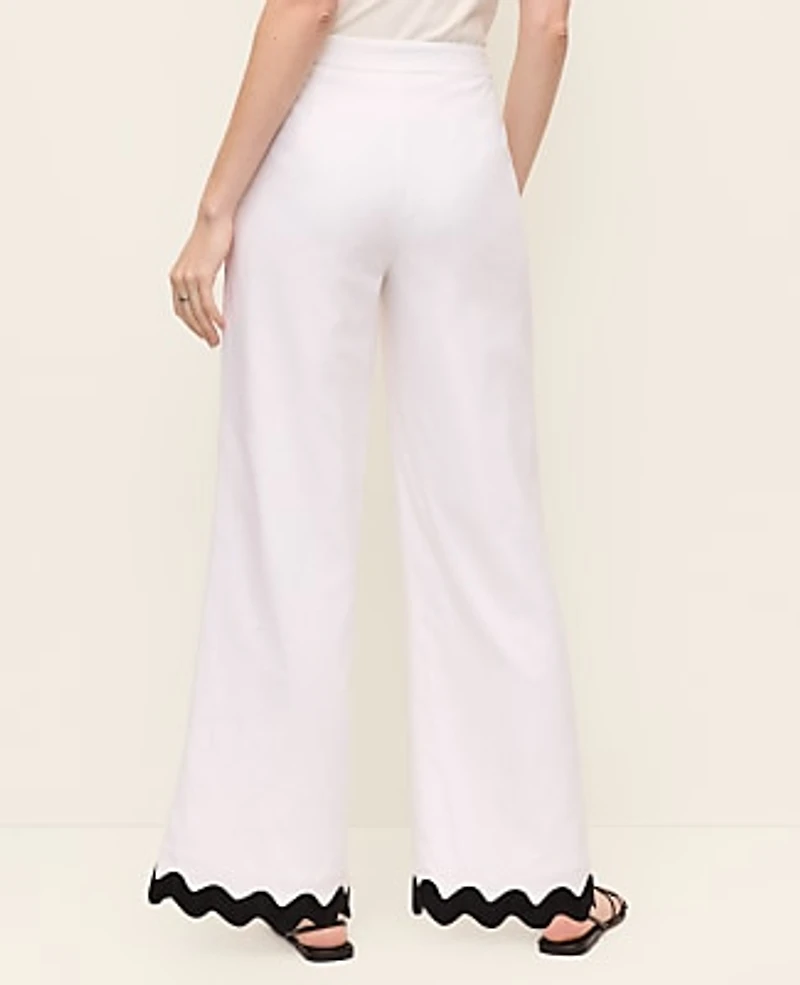 Ann Taylor The Petite Wide-Leg Pant in Linen Blend Size 2 White Women's