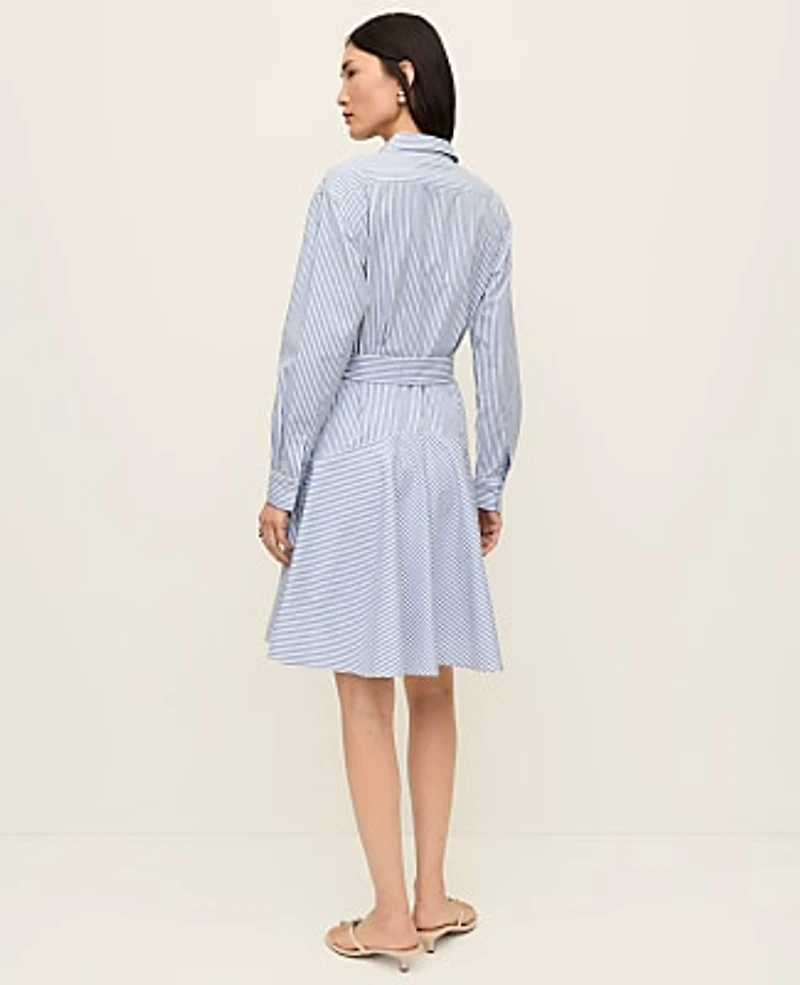 Ann Taylor Petite Striped Shirtdress Size 12 Cool Cascades Women's