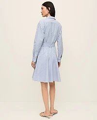 Ann Taylor Petite Striped Shirtdress Size 12 Cool Cascades Women's