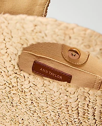 Ann Taylor Weekend Raffia Fish Clutch Handbag Natural Women's