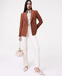 Ann Taylor The Petite Double Breasted Blazer in Textured Crepe Size 6 Tortoise Shell Brown Women's