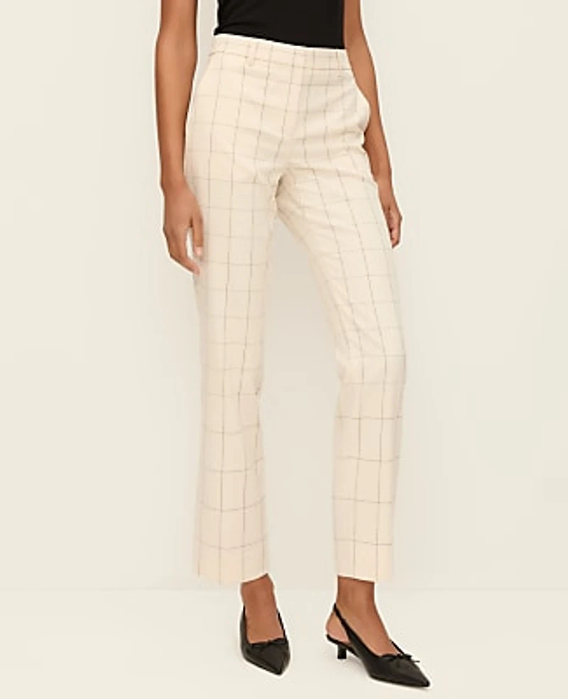 Ann Taylor The Petite Eva Ankle Pant Windowpane Ivory/Black Combo Women's