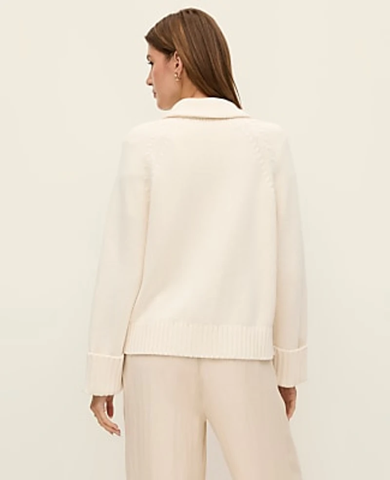 Ann Taylor Weekend Collared Cardigan Winter White Women's