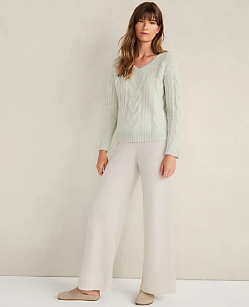 Ann Taylor Haven Well Within Lofty Knit V-Neck Sweater Crisp Sea Green Women's