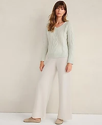 Ann Taylor Haven Well Within Lofty Knit V-Neck Sweater Crisp Sea Green Women's