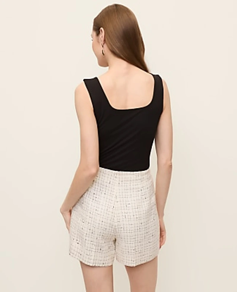 Ann Taylor The Petite Side Zip Short Tweed Ivory Multi Women's