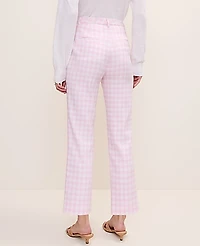 Ann Taylor The Tall Slim Crop Pant Gingham Linen Blend Vibrant Pink Women's