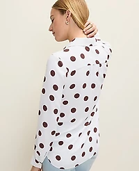 Ann Taylor Petite Polka Dot Camp Shirt White Women's