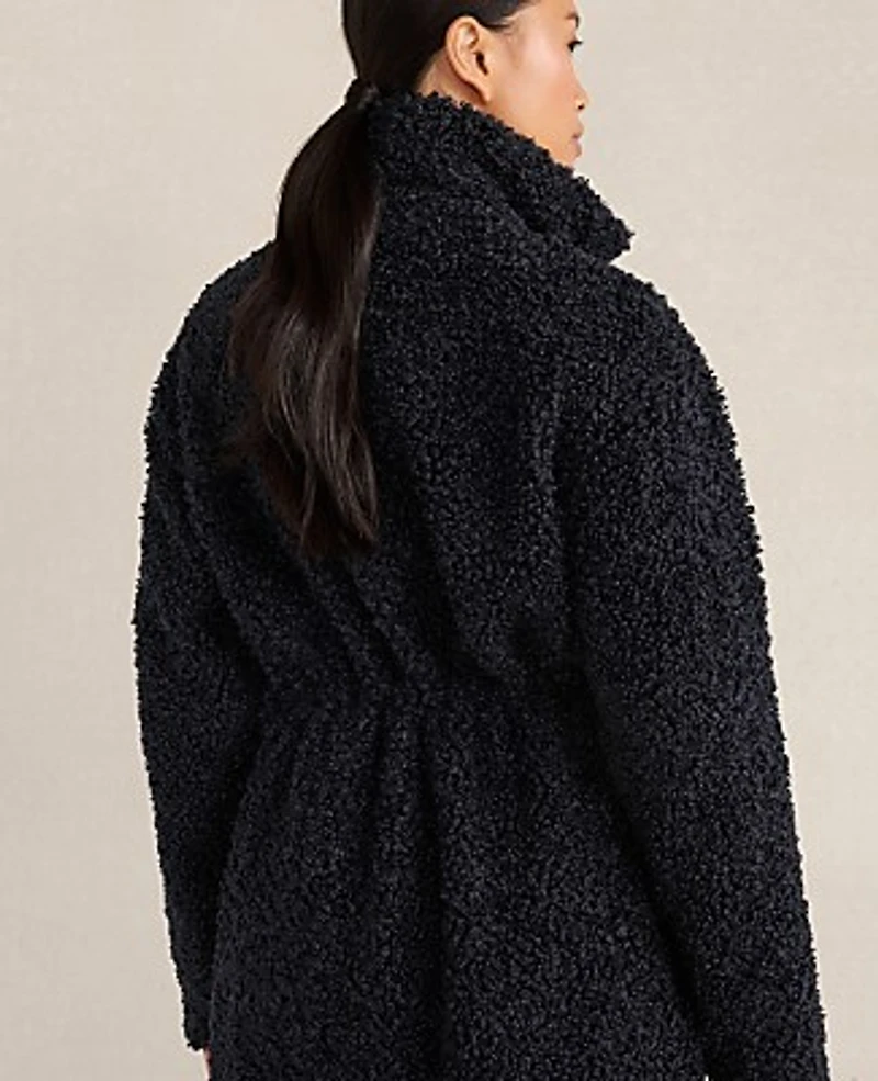 Ann Taylor Haven Well Within Long Sherpa Coat Nightfall Navy Women's