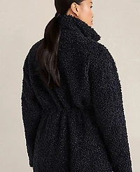 Ann Taylor Haven Well Within Long Sherpa Coat Nightfall Navy Women's