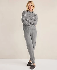 Ann Taylor CASHMERE CABLE COLLARED PO Medium Grey Heather Women's