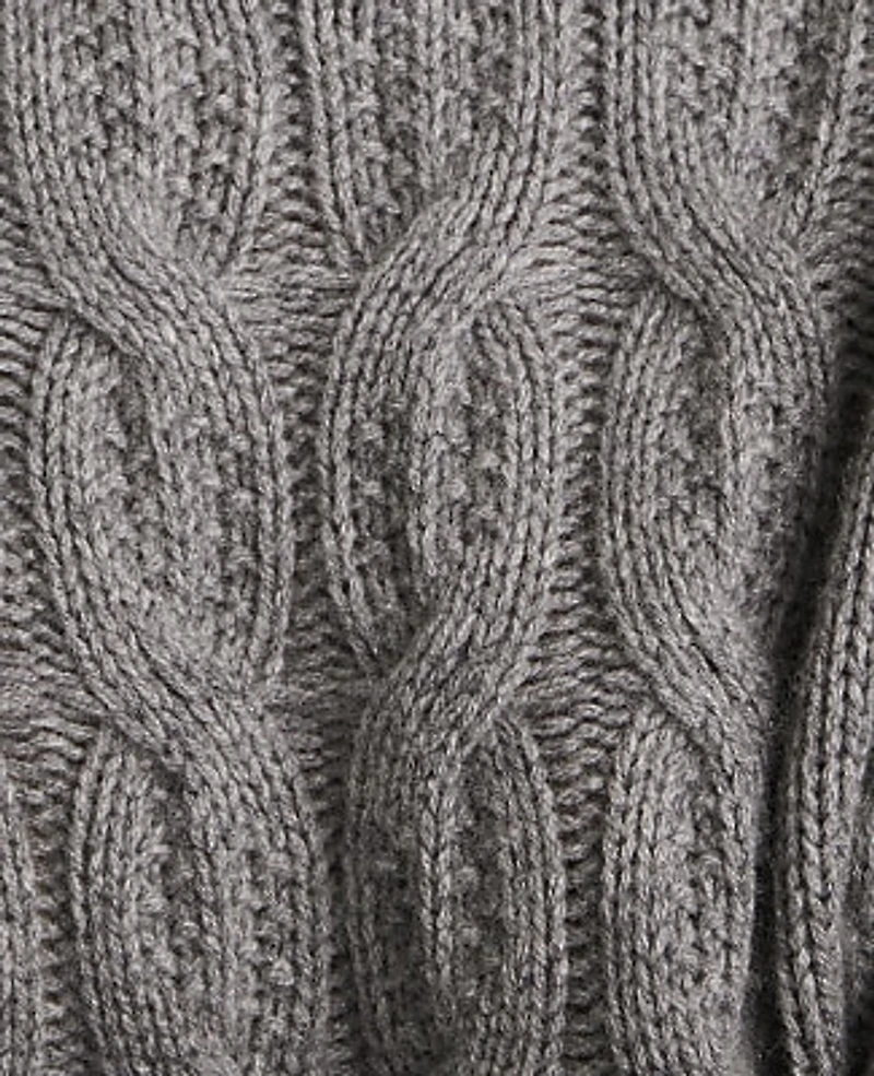 Ann Taylor CASHMERE CABLE COLLARED PO Medium Grey Heather Women's