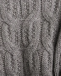 Ann Taylor CASHMERE CABLE COLLARED PO Medium Grey Heather Women's