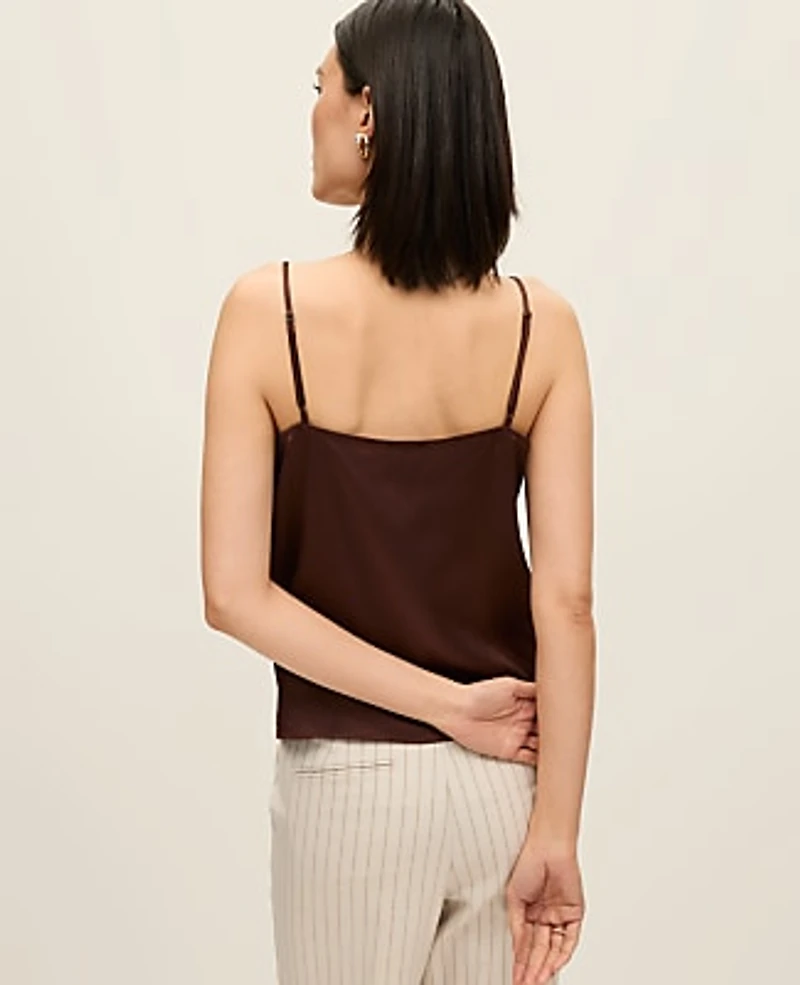 Ann Taylor Satin Cowl Neck Tank Top Women's