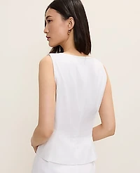 Ann Taylor V-Neck Peplum Top Linen Blend White Women's