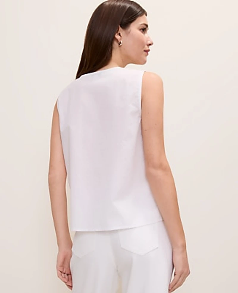 Ann Taylor Weekend Eyelet Tie Front Top White Women's