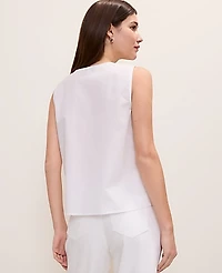 Ann Taylor Weekend Eyelet Tie Front Top White Women's