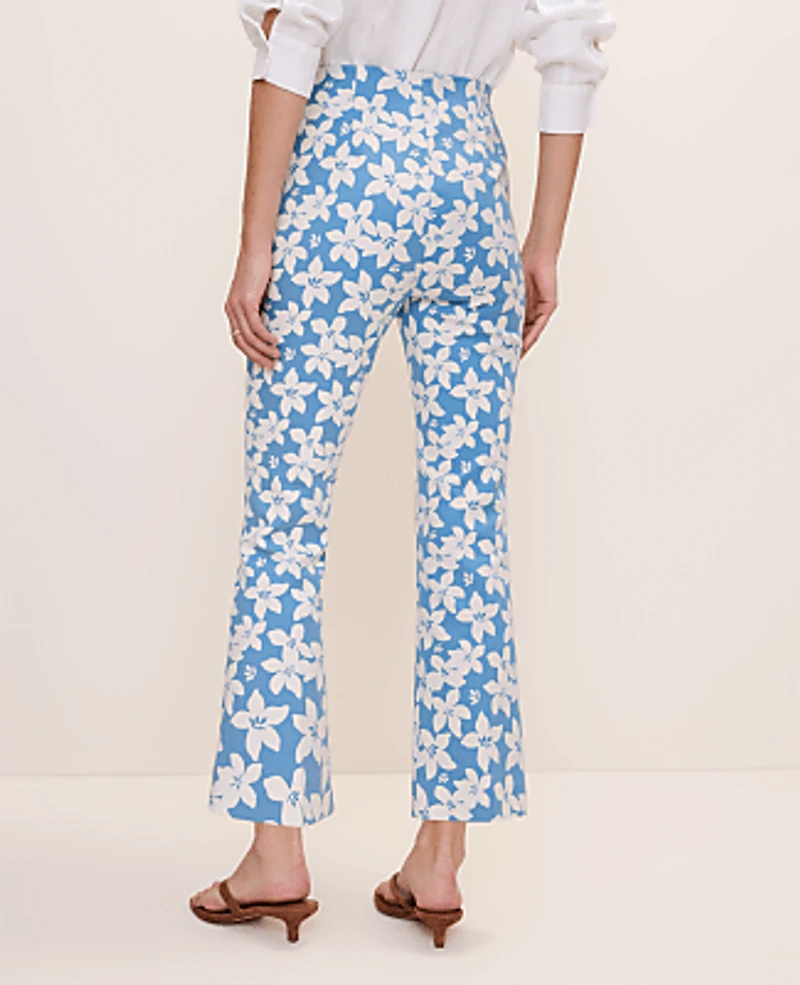 Ann Taylor The Tall Flare Ankle Pant Floral Print Sea Haze B Women's