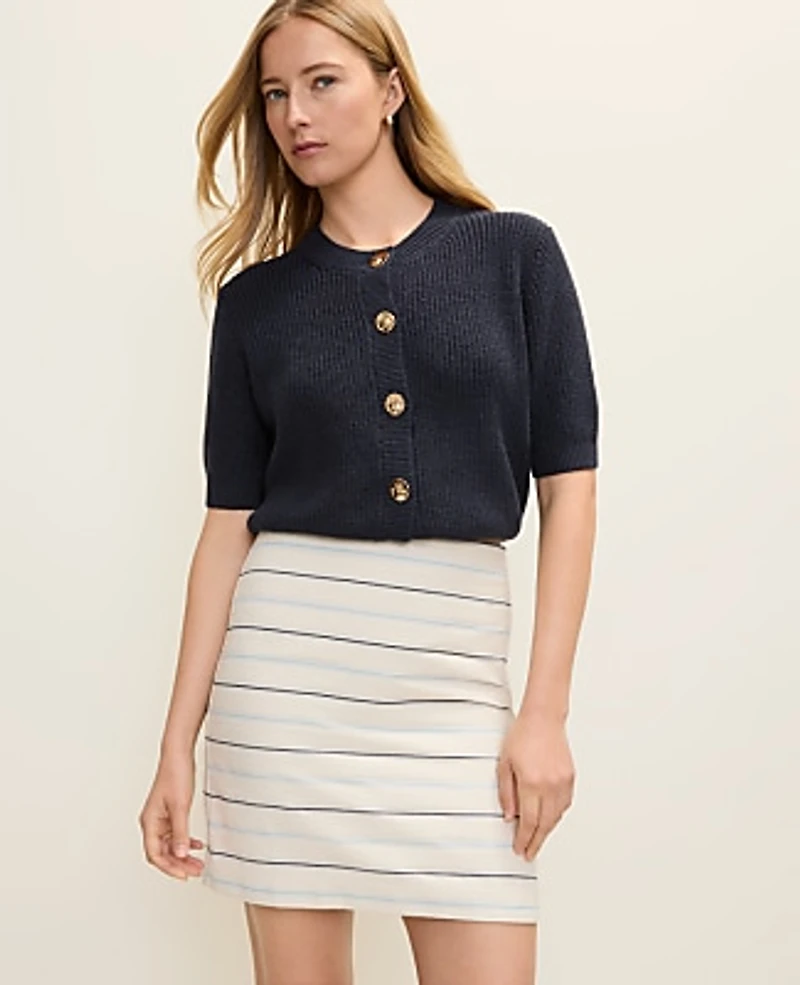 Ann Taylor Striped A-Line Skirt Tweed Feather Women's