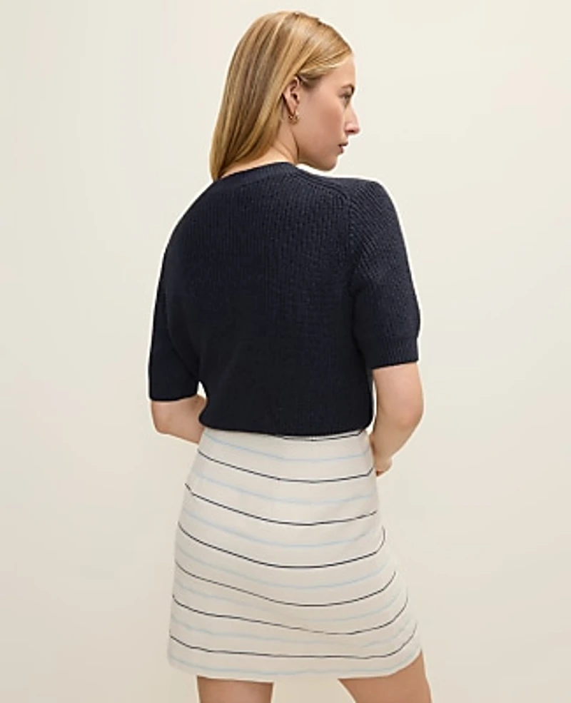 Ann Taylor Striped A-Line Skirt Tweed Feather Women's