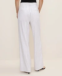 Ann Taylor The Pinstripe Wide-Leg Pant Linen Blend White Women's