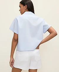 Ann Taylor Weekend Button Down Shirt Frozen Blue Women's