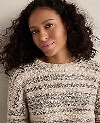 Ann Taylor Haven Well Within Cashmere Striped Crewneck Slate heather Women's