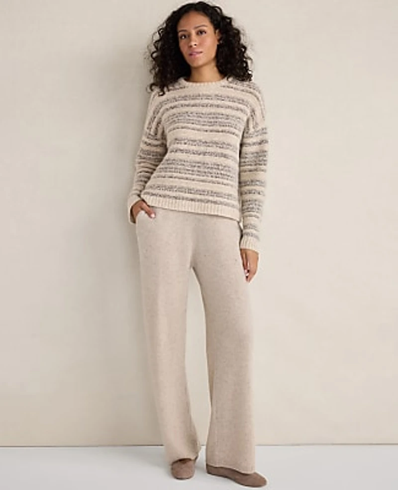 Ann Taylor Haven Well Within Cashmere Striped Crewneck Slate heather Women's