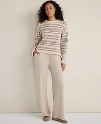 Ann Taylor Haven Well Within Cashmere Striped Crewneck Slate heather Women's