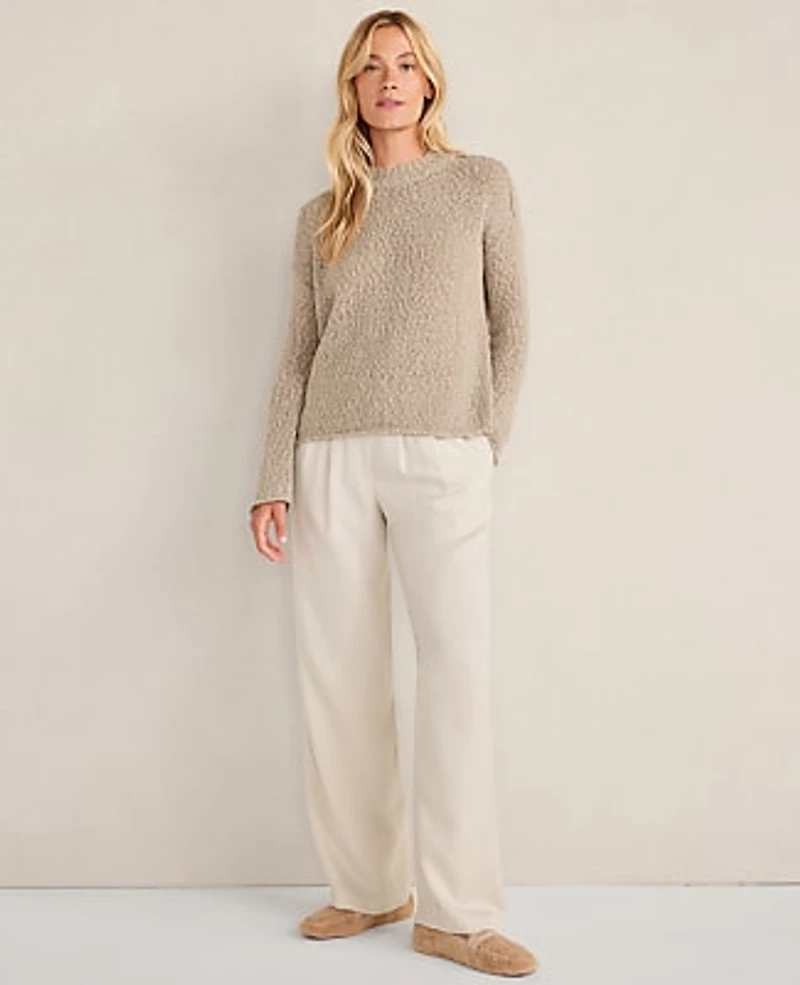 Ann Taylor Haven Well Within Marled Cashmere Crewneck Pullover Ecru Women's