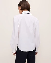Ann Taylor Scalloped Trim Shirt White Women's