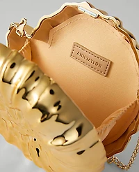 Ann Taylor Metal Conch Clutch Handbag Gold Women's