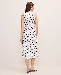 Ann Taylor Polka Dot Linen Blend Sheath Dress White Women's