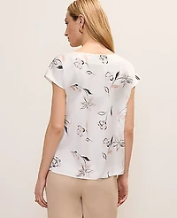 Ann Taylor Floral Satin Cowl Neck Top B Cool Sesame Women's