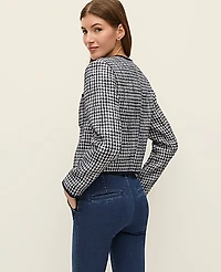 Ann Taylor Weekend Tweed Crew Neck Jacket Night Sky Women's