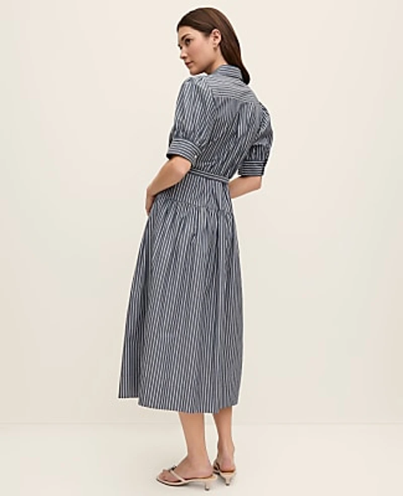 Ann Taylor Striped Shirtdress Size 12 Indigo Dusk Women's