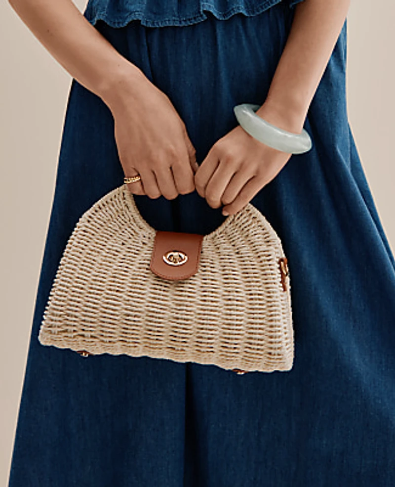 Ann Taylor Weekend Rattan Crossbody Bag Natural Women's