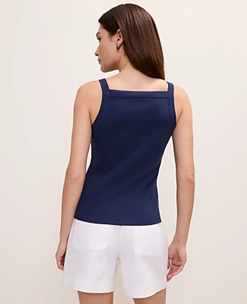 Ann Taylor Weekend Ribbed Square Neck Tank Top Women's