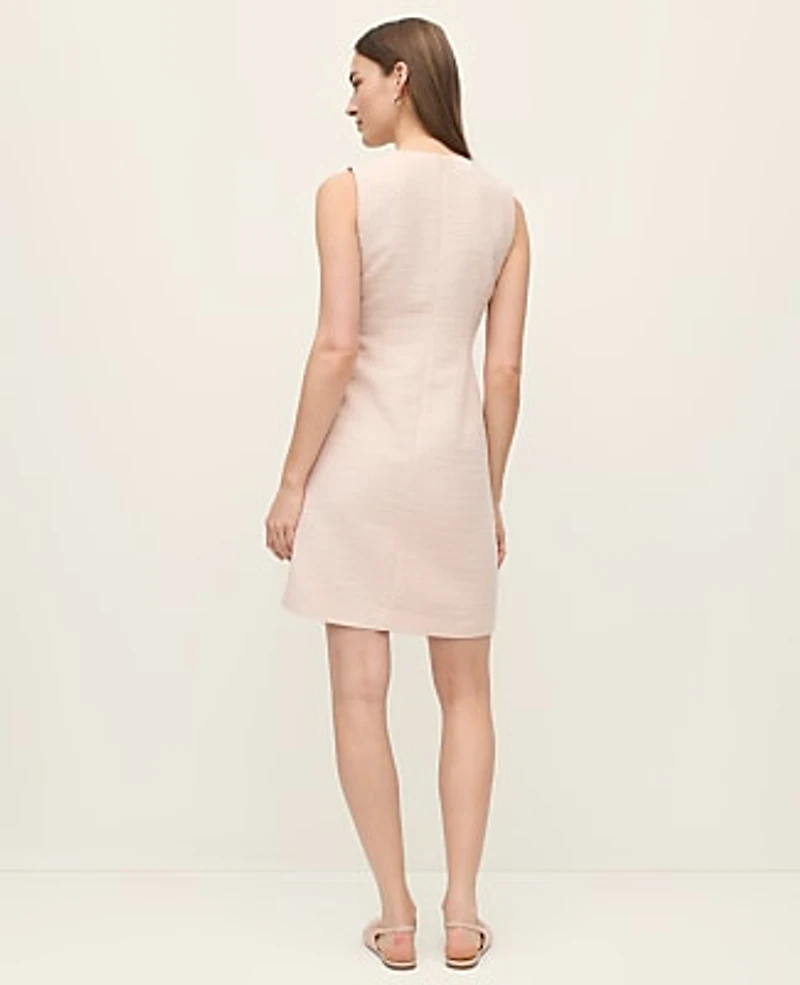 Ann Taylor Tweed Button Pocket Shift Dress Blush Haze Women's