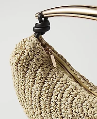 Ann Taylor Hardware Embellished Straw Shoulder Bag Natural Women's