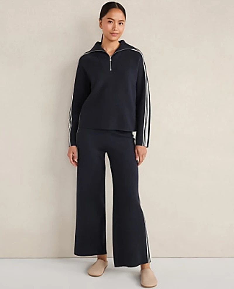 Ann Taylor Haven Well Within Sporty Stripe Straight Leg Pants Deep Blue Moon Women's