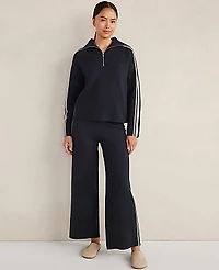 Ann Taylor Haven Well Within Sporty Stripe Straight Leg Pants Deep Blue Moon Women's