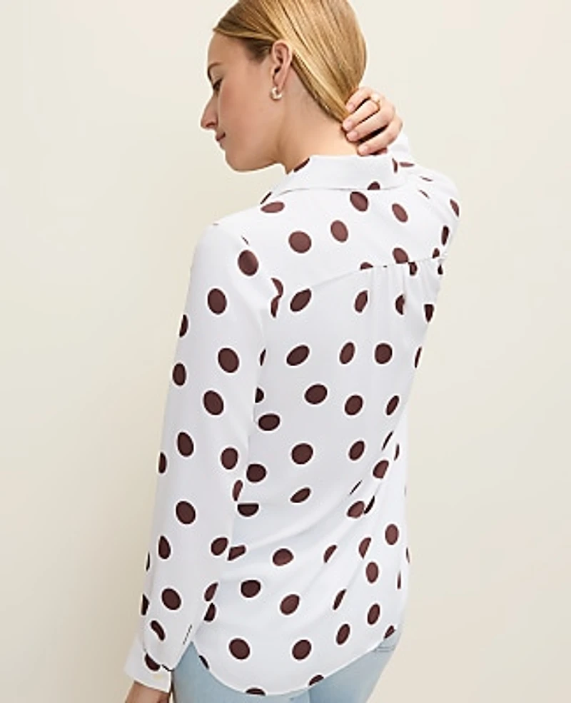 Ann Taylor Polka Dot Camp Shirt White Women's