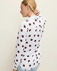 Ann Taylor Polka Dot Camp Shirt White Women's